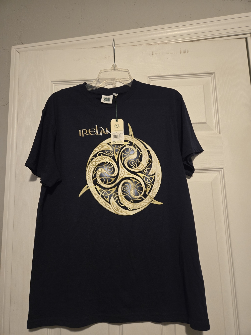 Ireland Graphic T-Shirt - Black with Gold Celtic Emblem
